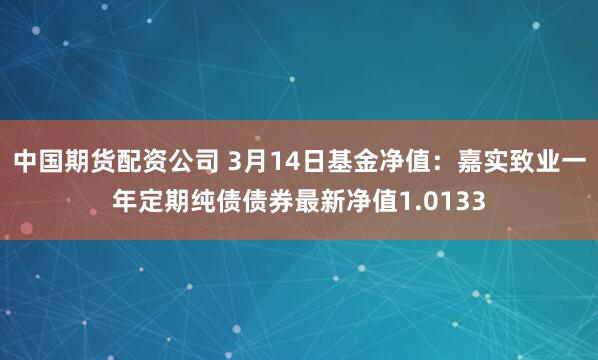 中国期货配资公司 3月14日基金净值：嘉实致业一年定期纯债债券最新净值1.0133